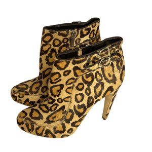 Sam Edelman Kit NWOB Calf Hair Animal Print Leather Heeled Ankle Boots Size 7.5
